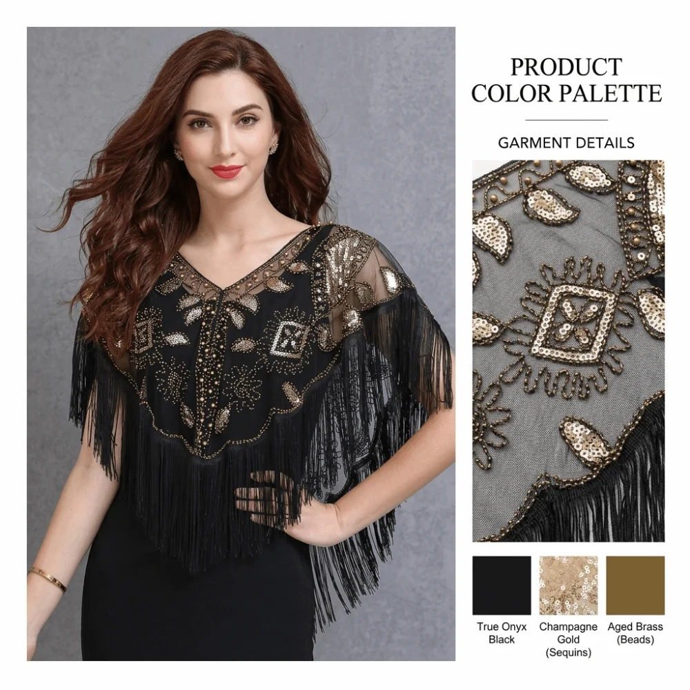 New Mesh Wrap Sequined Shawl With Tassel Cloak Flapper Shawl Tulle Shawl Sheer See Through Fringe Shawl Wedding Accessories