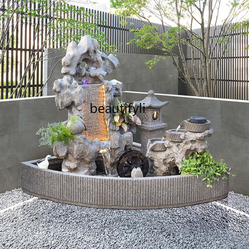 Large Artificial Mountain and Fountain Courtyard Landscape Company Lucky Circulation Water Fish Pond Ornaments