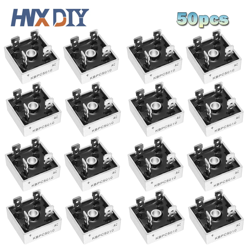 50PCS/Box KBPC5010 KBPC3510 KBPC2510 KBPC1510 50A 35A 25A 15A 1000V Diode Bridge Rectifier