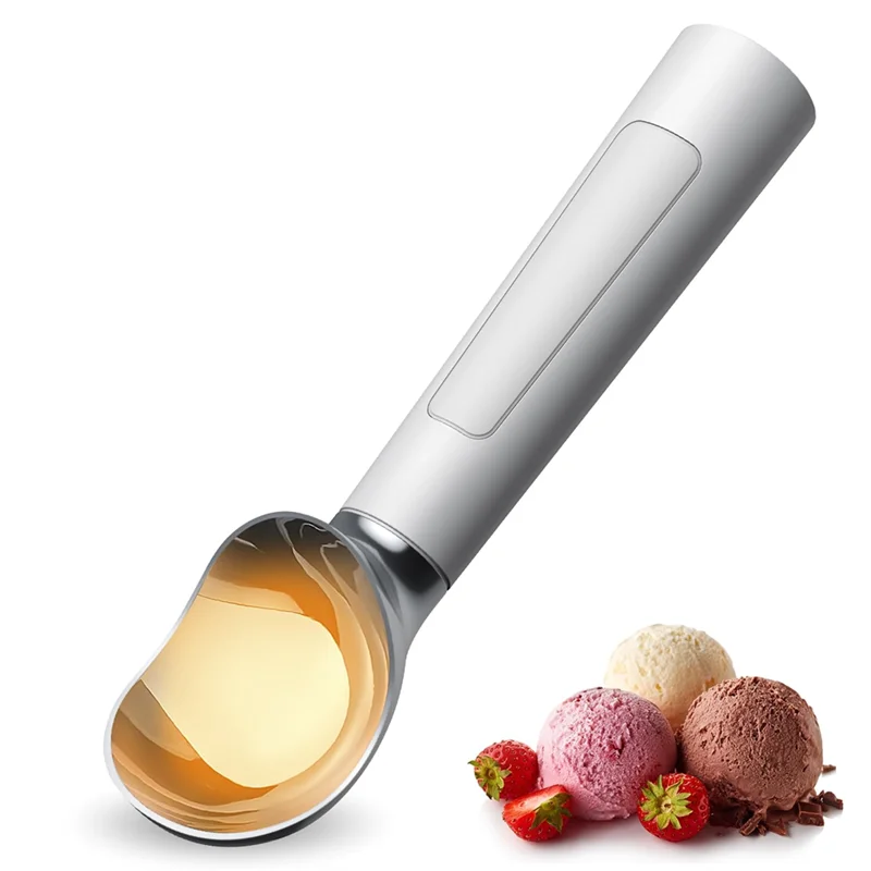 Cuchara para helado eléctrica A88X, cuchara para helado calentada, acero inoxidable, color blanco