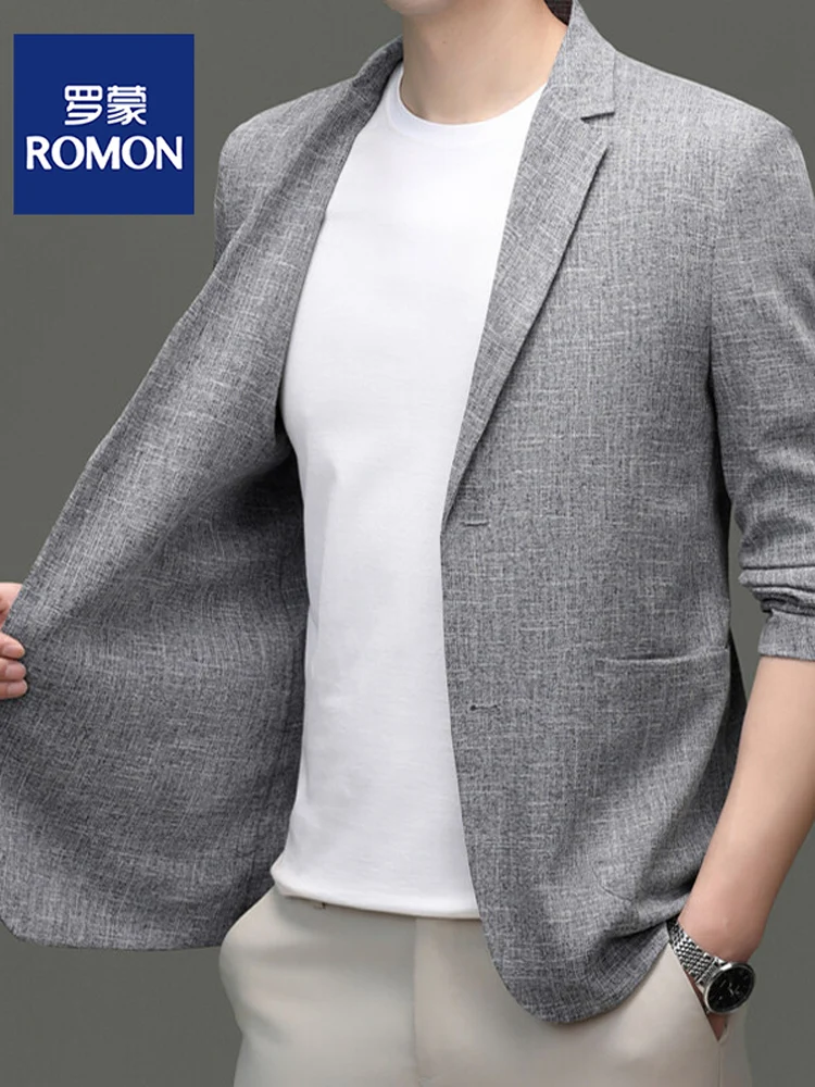 

Lonton Lightweight Cotton Linen Men's Suit Jaet New 2025 Faion Design Spring Summer Busin Casual Long Sve Single Bu...