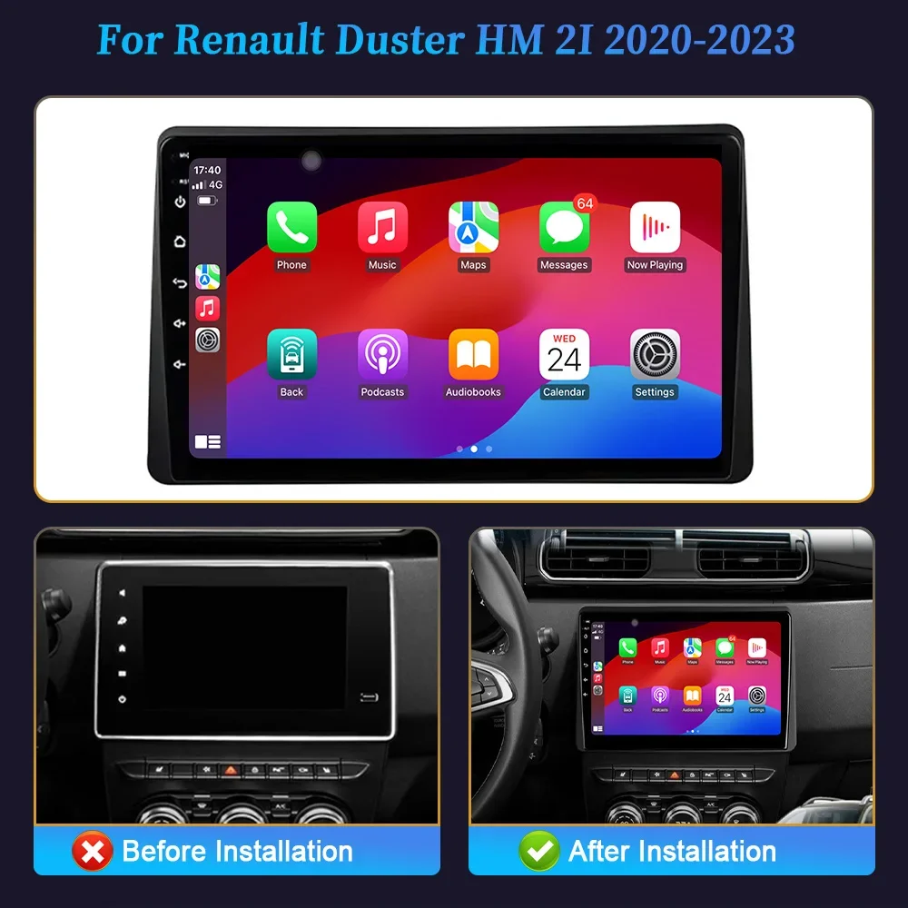 For Renault Duster HM 2I 2020-2023 Android Car Radio Multimedia Navigation Wireless Carplay WIFI Stereo System GPS Touch Screen