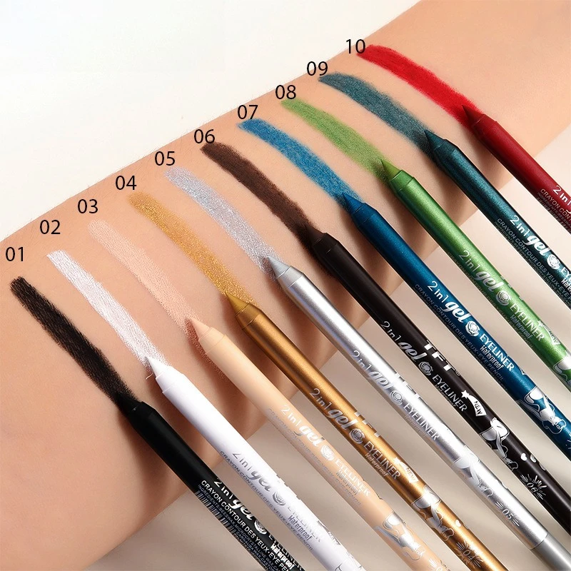 1 pz impermeabile e resistente al sudore monocromatico correttore durevole e non sbavature penna gel eyeliner lipliner strumento per il trucco degli occhi