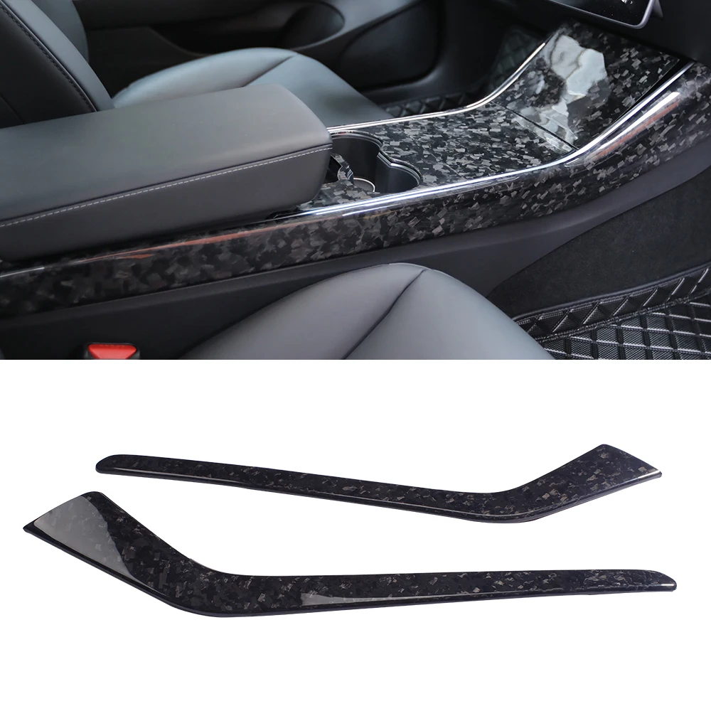 

Forged Carbon Fiber Center Console Side Trim Strips For Tesla Model 3 Model Y Car Interior Decoration Cover