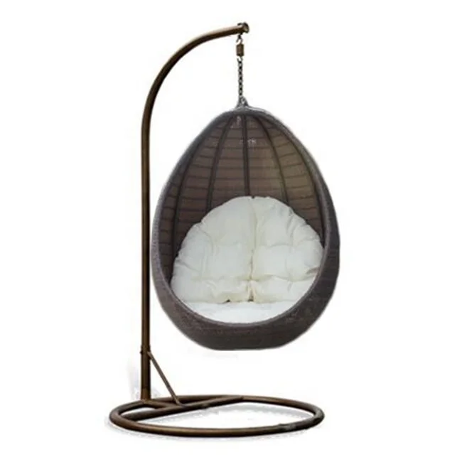 

Factory Sale Modern Outdoor Garden Rattan Steel Frame Patio Swing Egg Chair Hanging Egg Shaped Chair