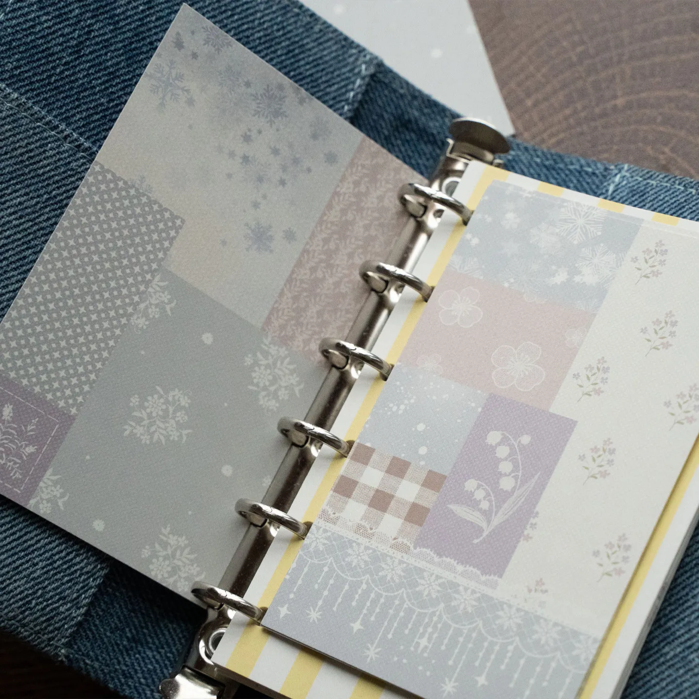 60 Sheets Vintage Aesthetic M5 Binder Refill Paper (6 Designs x 10) Planner Pre-punched Insert Lace Theme Journal Pages