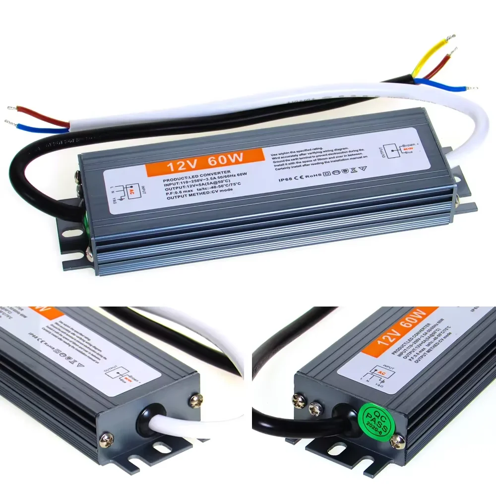 DC 12V 24V 50W Power Supply AC 220V IP67 Waterproof Transformers LED Driver 1A 3A 5A 10A 25A 12W 36W 50W 60W 100W 200W 300W 400W
