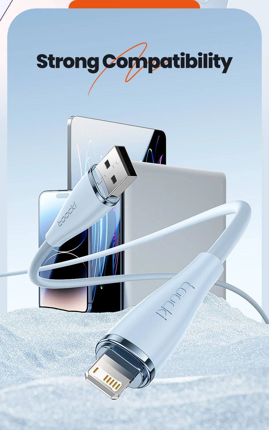 Toocki 2.4A USB Lightning Cable Data Wire for iPhone 14 13 12 Pro Max XR XS 8 7 iPad 9 8 Air 3 AirPods 3 for iPhone Charger Cord