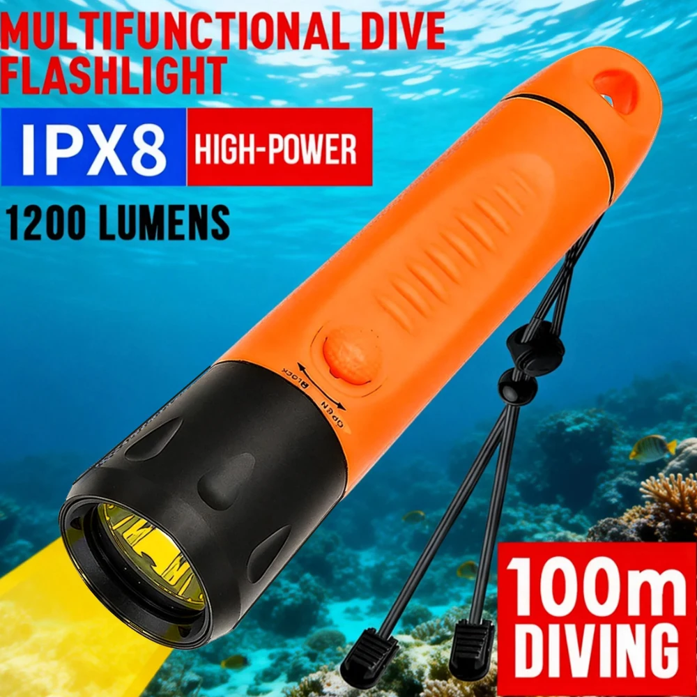 

Профессиональный фонарь для дайвинга с высокой яркостью, фиксированным фокусом, желтым светом L2, дальним подводным освещением для дайвинга во время отпуска