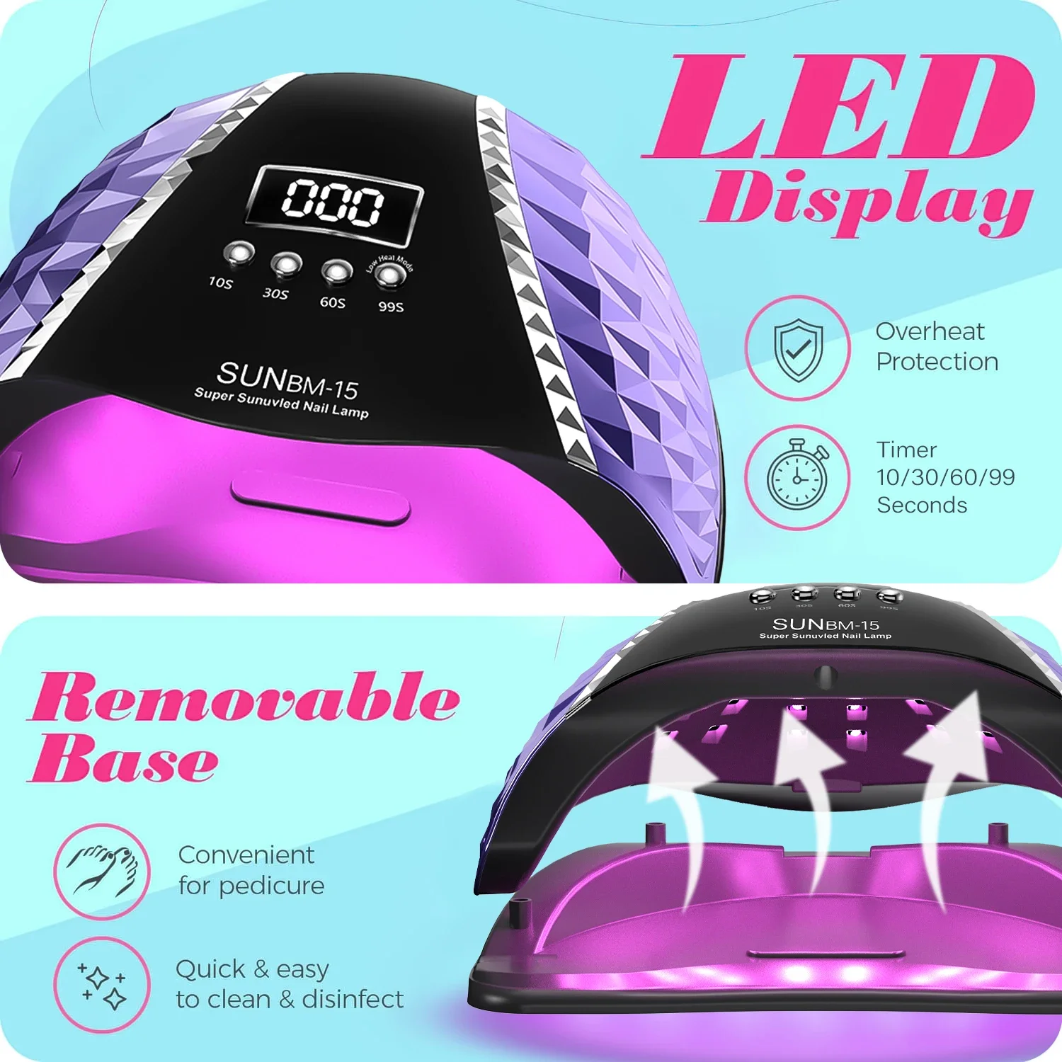 DianaBeauty UV LED-nagellamp 66 LED's 280 W nageldroger voor gellak uitharding met automatische sensor 4 timerinstellingen Nail Art Tools