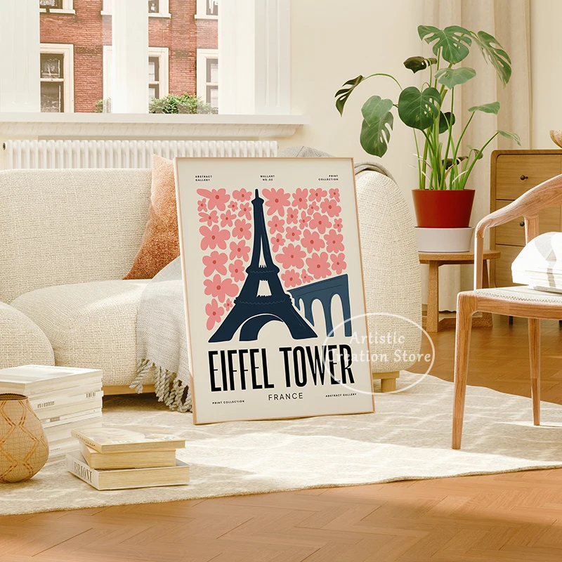 Modern Cartoon London Coliseum Acropolis Athens Greece Poster Canvas Painting Wall Pictures for Living Room Home Decor Gifts