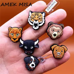 Orijinal 1 adet hayvanlar PVC ayakkabı Charms süslemeleri Pins kaplan leopar boğa ayı köpek tasarım ayakkabı toka aksesuarları üst klipler