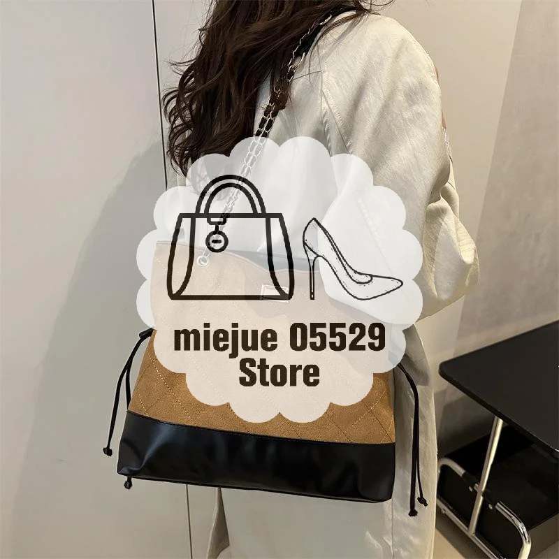 

Модная замшевая сумка-ведро с ромбовидным узором, винтажная сумка-ведро на цепочке, сумка через плечо контрастного цвета, сумка