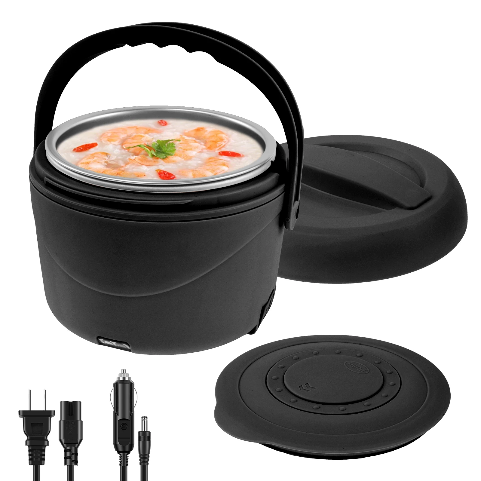 1.2L USB Electric Lunch Box Stainless Steel Portable Leakproof Thermostatic Heater 12V Food Warmer Heated Container Set