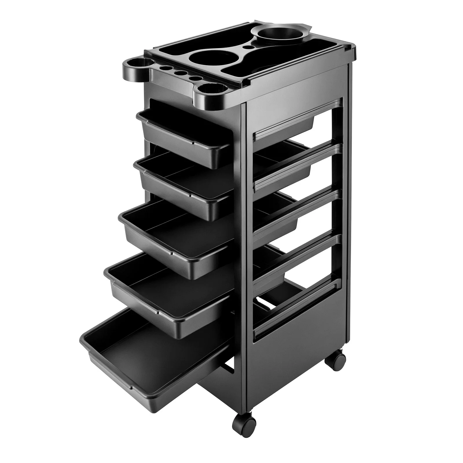 5 Drawer Rolling Hair Salon Trolley Mobile Hair Dye Storage Organizer Lifting Rack Barber Shop Tool Accessory Cart