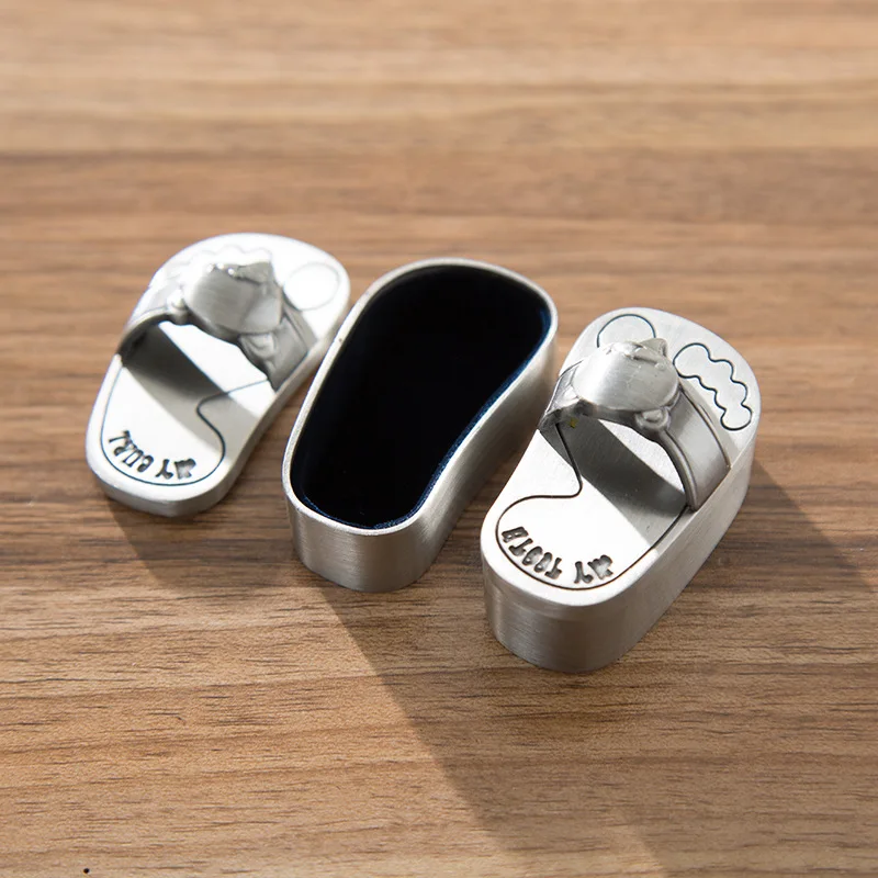 First Haircut Keepsake Baby First Tooth Keepsake Box Set  Zinc Alloy Slippers Tooth Box for Baby Boys Girls Kids