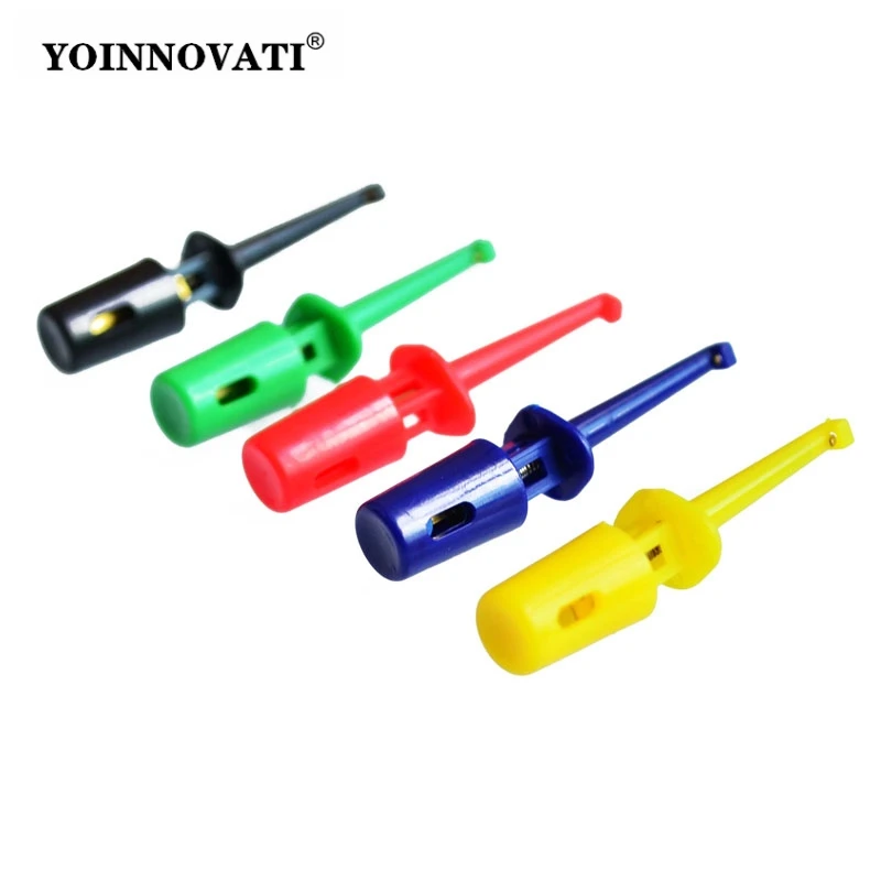 10Pcs Mini Single Test Hook Clip Test Probe for Electronic Testing IC Grabber Small Size Round Crocodile Clip Hook Test Clip