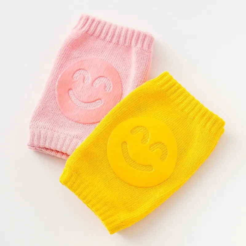 2 Pairs of Baby Leg Socks, Toddler Crawling Baby Smiley Knee Pads Anti-Slip Socks, Soft and Elastic, Suitable for Babys