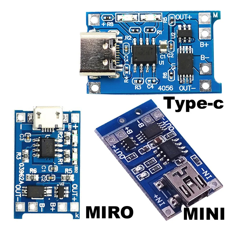 

5V 1A 18650 TC4056A Lithium Battery Charging Board with discharge Protection Module Typ C/Micro/Mini interface Battery Charger