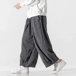 Pants Men's Autumn Winter Japanese Warm Thicken Corduroy Pants Fashion Harajuku Wide Leg Pants Men Loose Trousers Plus Size 5XL