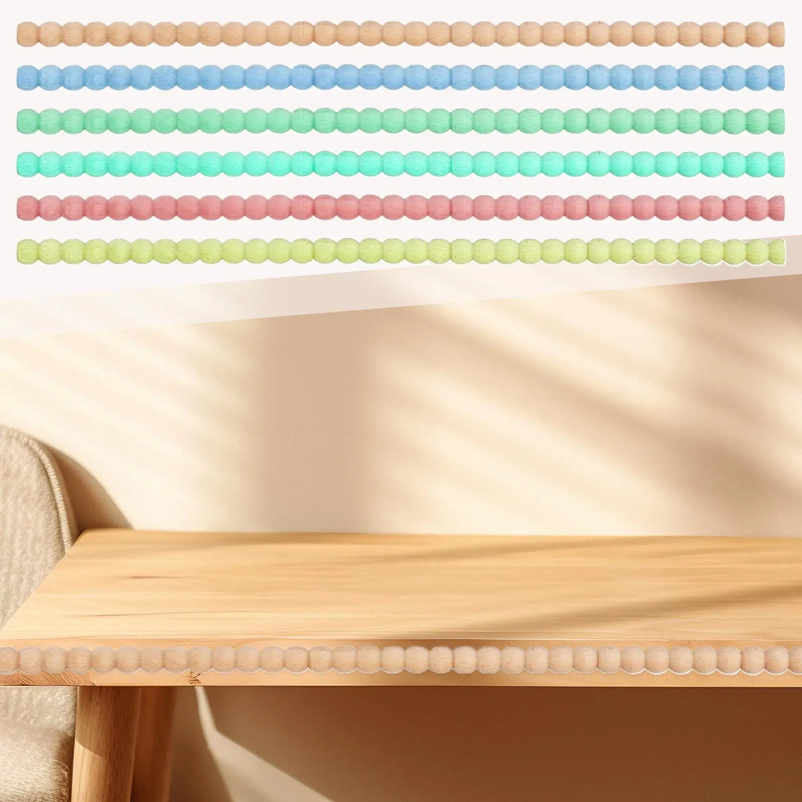 10pcs Half Round Wooden Beaded Molding Sticks Multifunctional Craft Wood Strips Furniture Decoration DIY Cabinet Accessories view 2