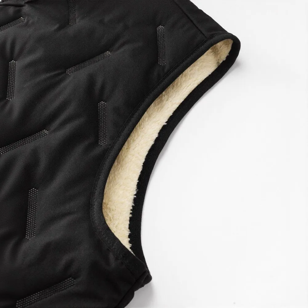 Windproof Sleeveless Vest for Men Featuring Stand Collar Thick Fleece Material Regular Length Casual Layering Piece