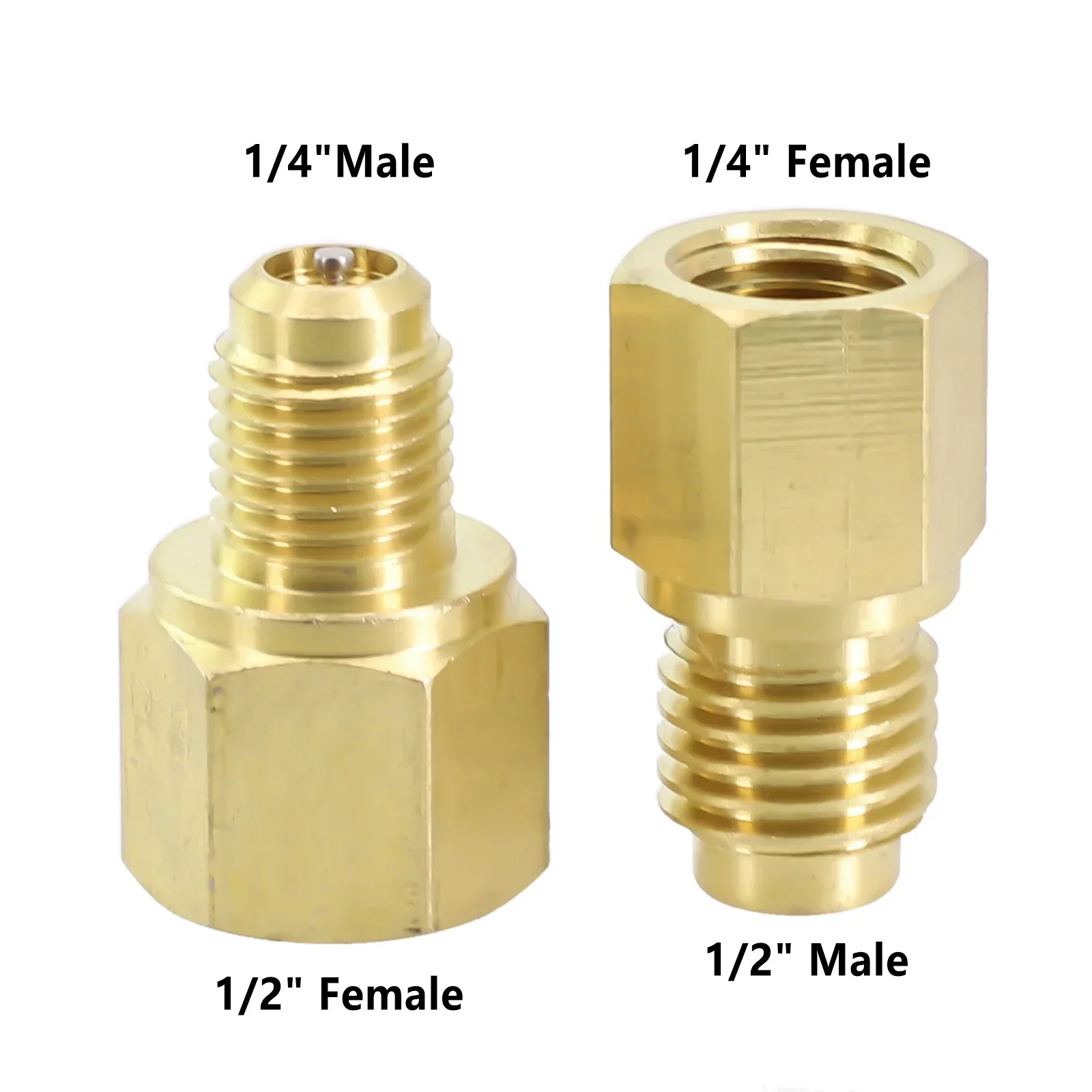 2pcs R12 To R134a R134a To R12 Adapter 1/4 Female Flare 1/2 Acme Male Valve Kits Brass Leak-proof Adapter