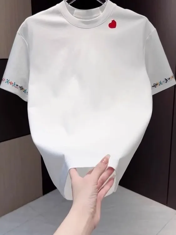 

Мужская модная футболка свободного кроя с круглым вырезом и коротким рукавом, молодежная, яркая, цветная, новинка лета 2025 года