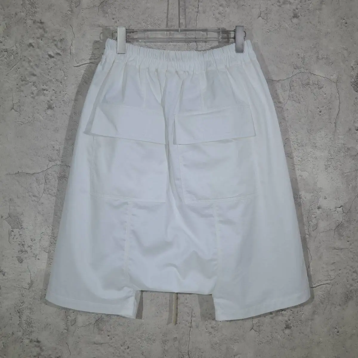 High Street RO Dark Shorts Men's Elastic Waist Haren Pants Streetwear Casual Loose White Shorts
