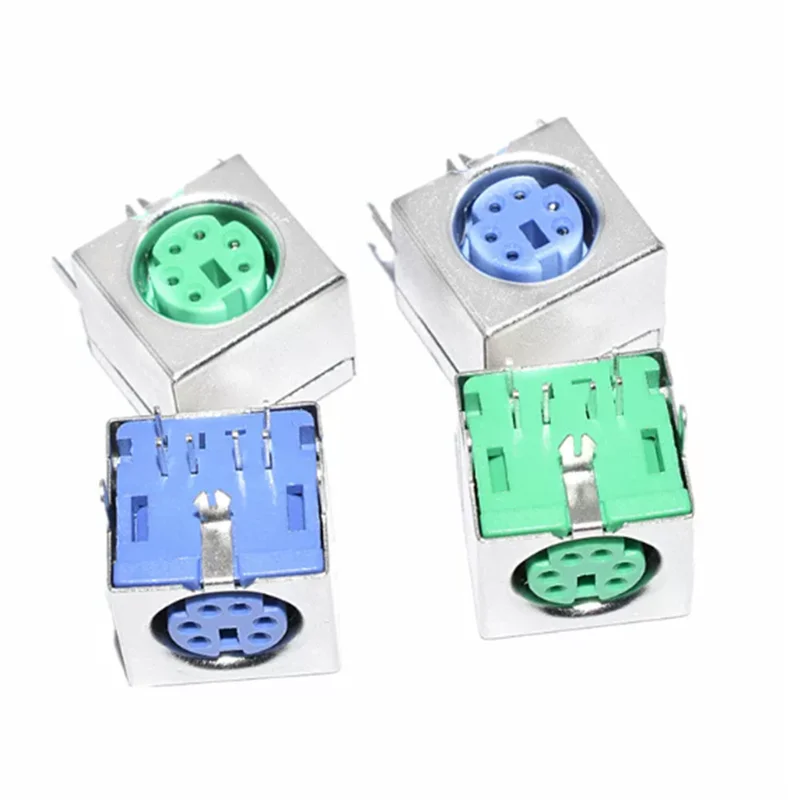 5PCS/lot Keyboard Socket PS2 6P Mouse Socket 6-pin Connector Round Purple Green Black