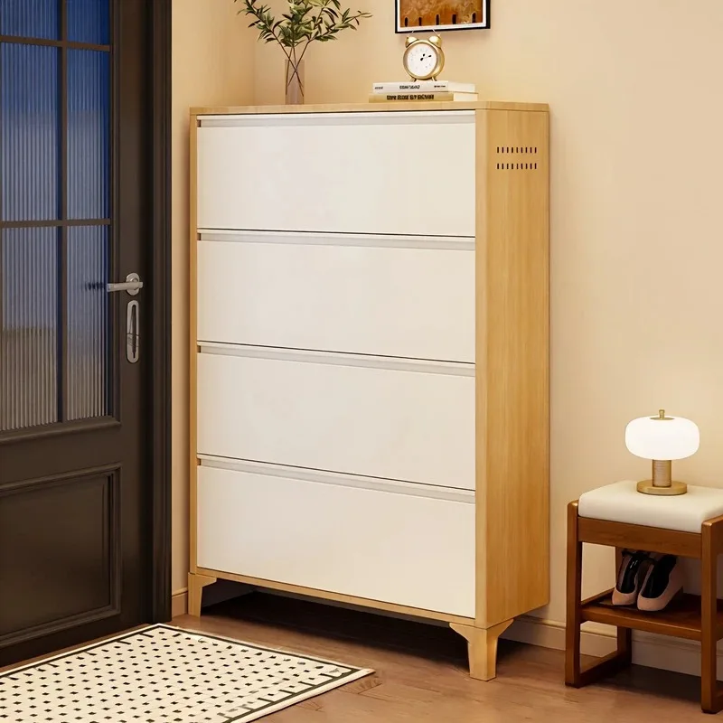 Steel with standing feet, ultra-thin tipping bucket shoe cabinet, entrance to the home at the entrance, and integrated