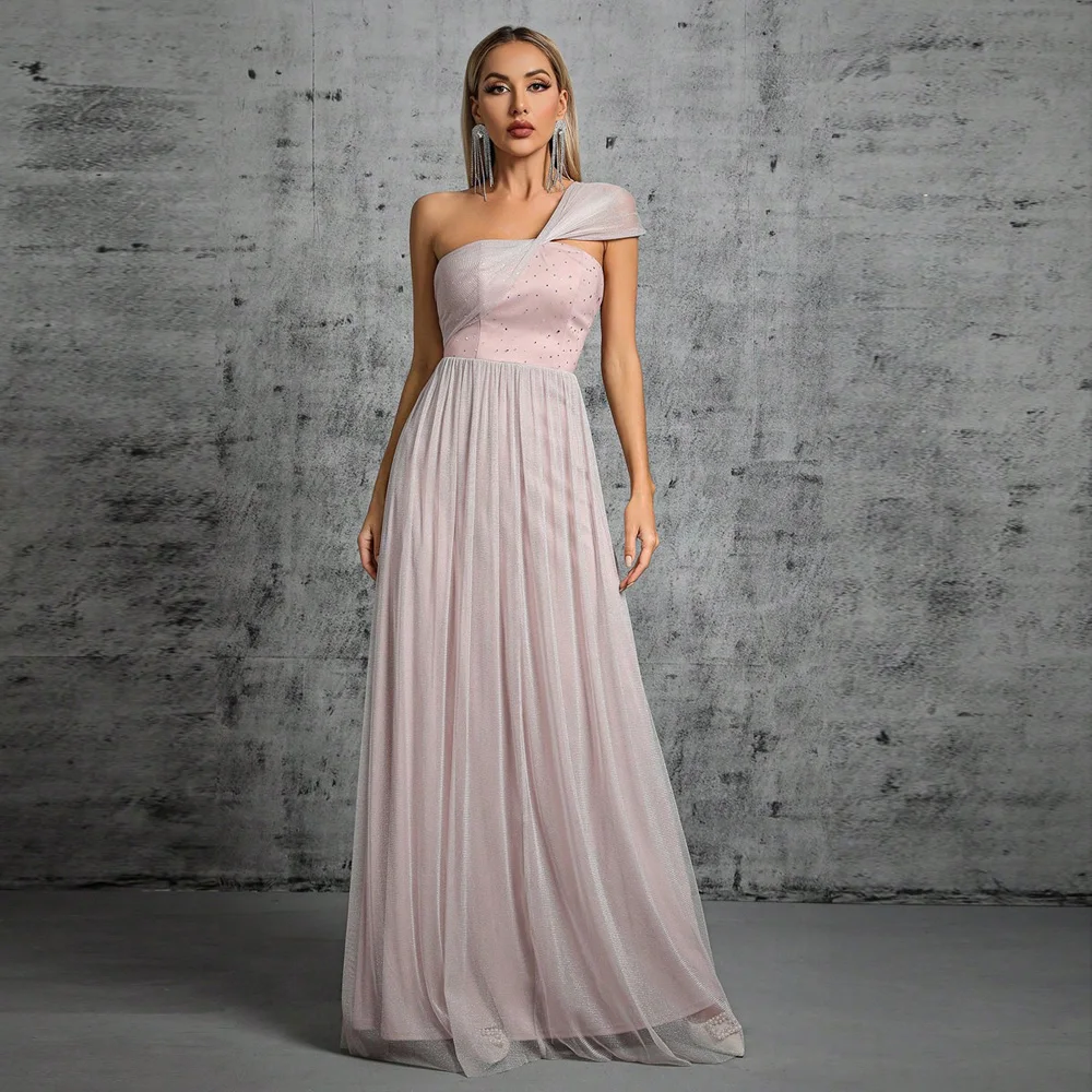 

Long Reception 2025 Korean Wedding Cocktail Princess Style Dress One Shoulder Elegant Lady Party Dresses Discount Event Costume