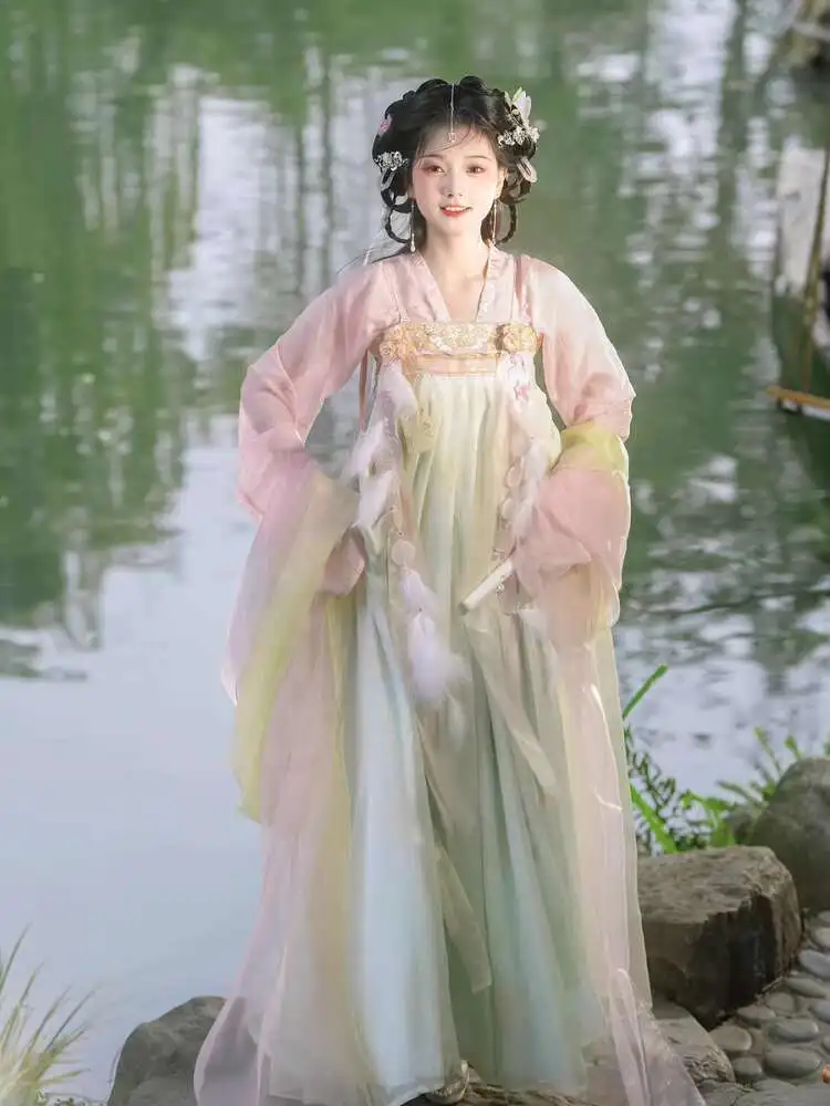 

[]New Film And Television Hanfu Women's One-piece Embroidered Tang Style Chest Length Skirt, Daily Super Fairy Spring And Summer