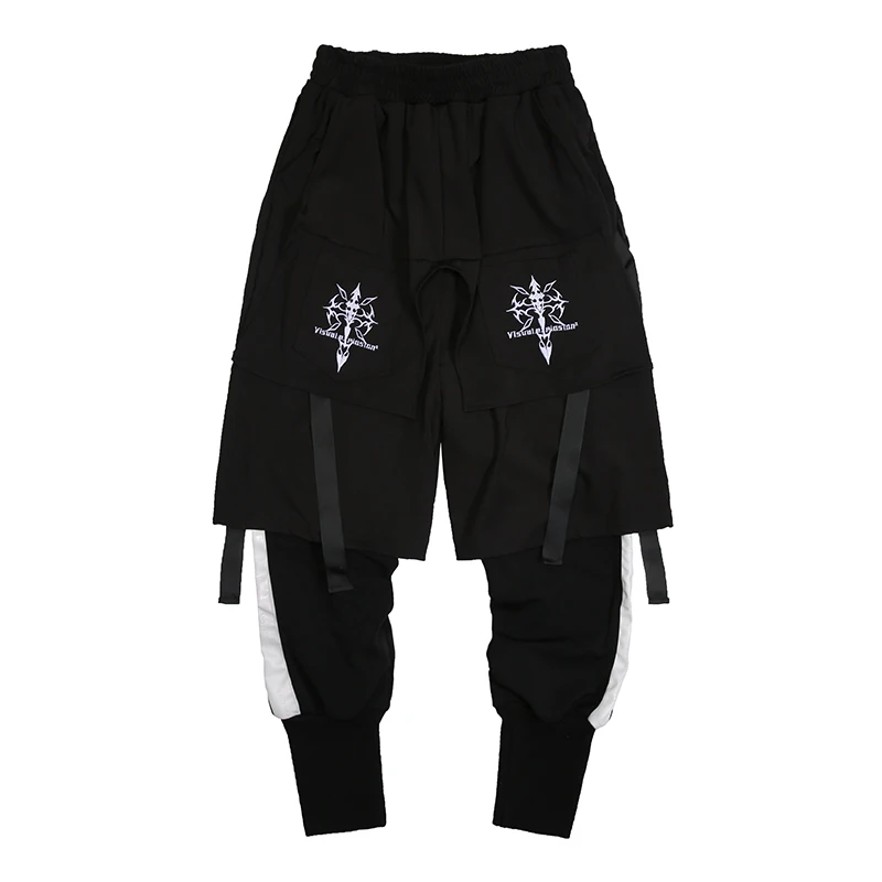 HKSH Men Fake Two-Piece Embroidered Legged Overalls High Street Hip Hop Dark Techwear Autumn Winter New Cargo Pants Trend HK2900