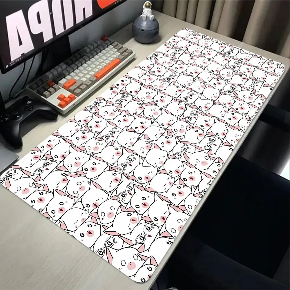

Kawaii Pink Art Cat Fast Shipping Keyboard Pad Lock Edge Extended Mouse Pad Cute Pink Purple Office Desk Protector XXL Carpet