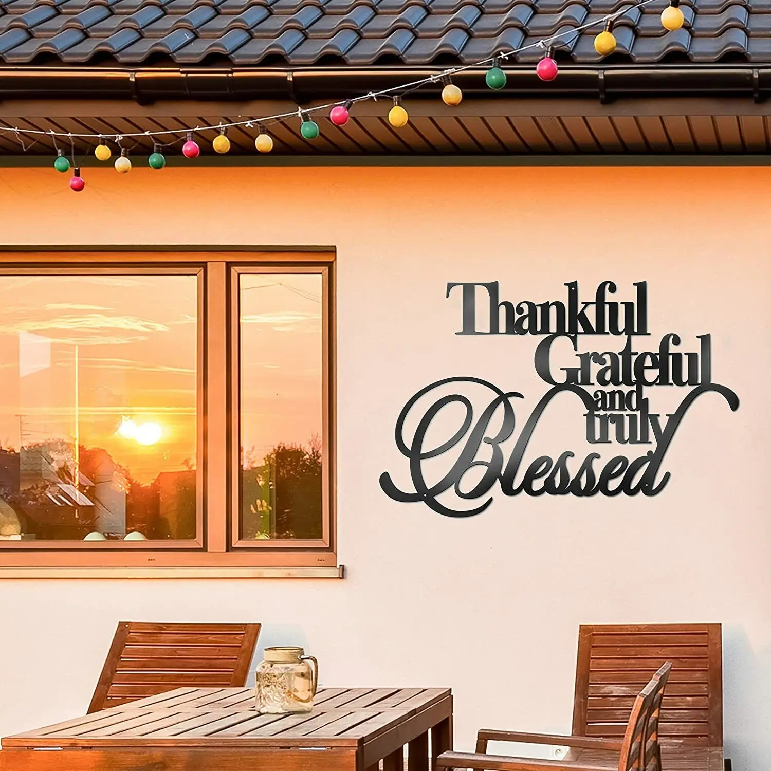 

Classic Thankful Grateful Blessed Wall Sticker Wall Signs for Home Decor Entryway Living Room/Home Decoration