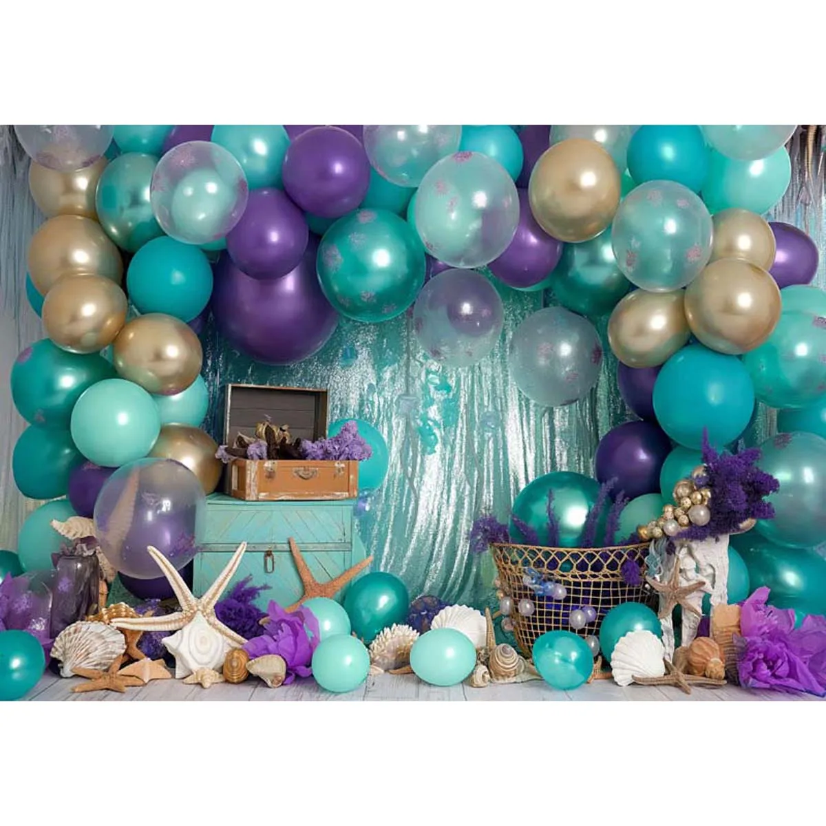 Allenjoy Sea World Mermaid Balloons Party Backdrop