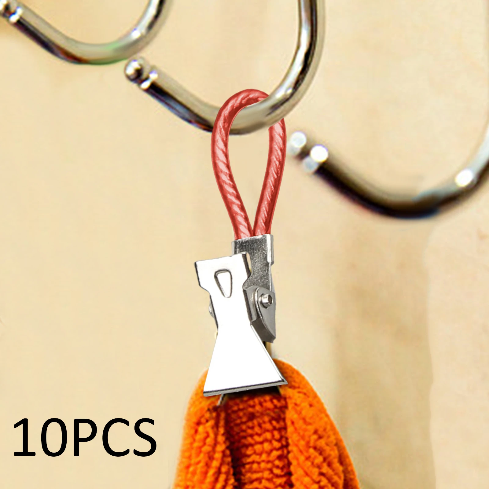 10pcs Metal Hanging Towel Clips with Hanging Loop Clip Hangers for Kitchen Bathroom