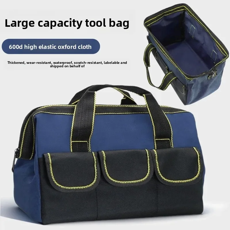 Universal Durable Wide Mouth Oxford Cloth Tool Bag Handheld Waterproof Thickened Hardware Tool Storage Bag for Repair