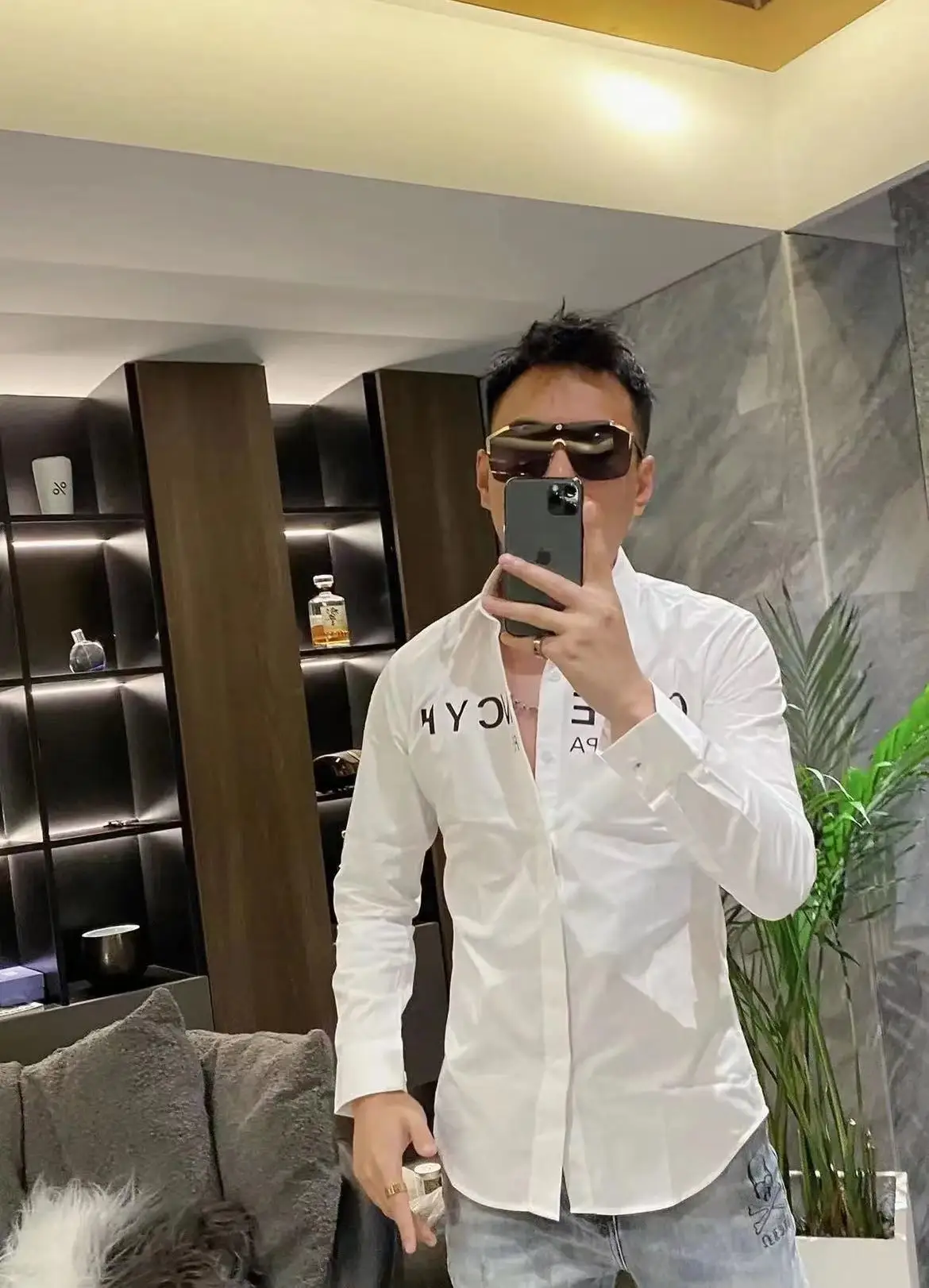 

Autumn New Style Men's Slim Fit Long Sleeve Shirt Letter Print Trendy Fashion Casual Shirt Youthful Elegant Polyester