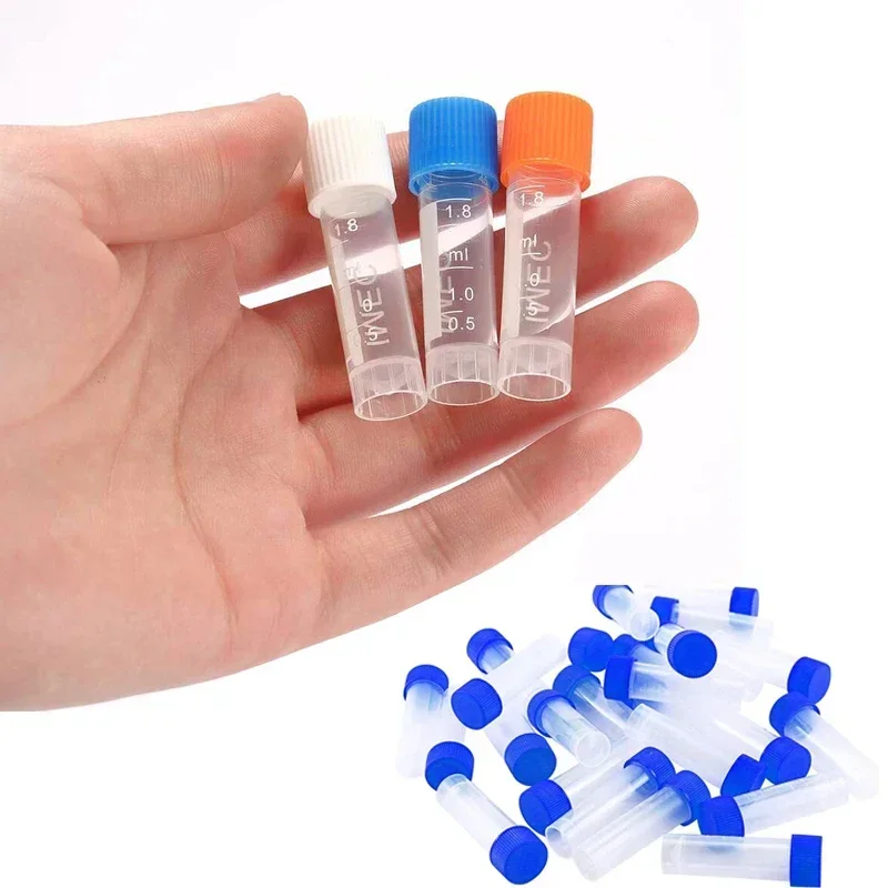 25-100 Pcs 1-10ml Plastic Test Tube Vial Sample Container Screw Cap Bottle for Craft Powder School Office Chemistry Lab Supplies