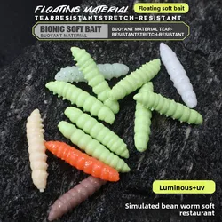 Señuelo blando luminoso larva flotante TPE para lubina y trucha
