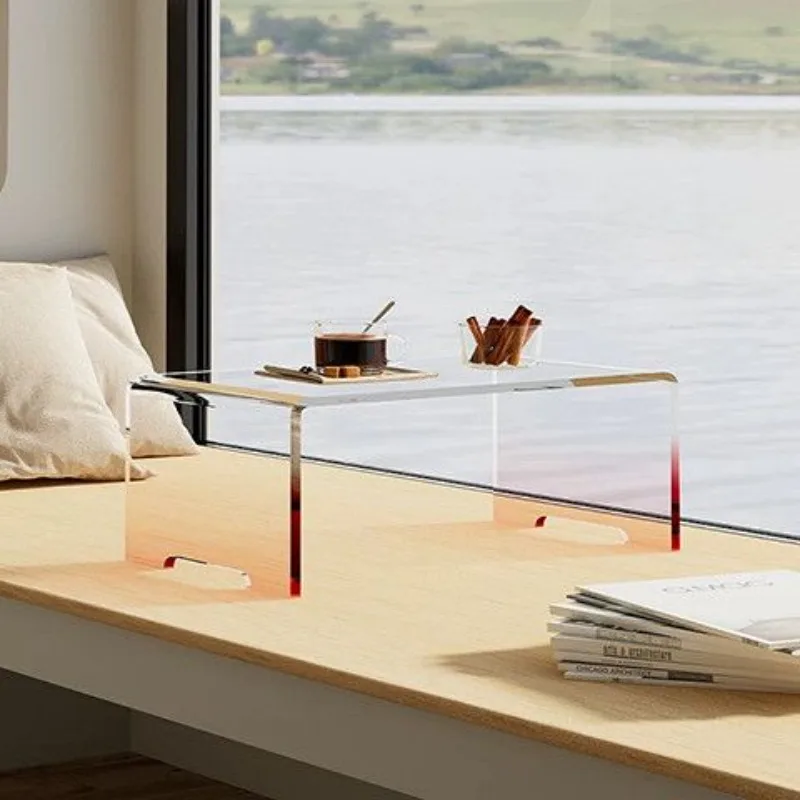 Acrylic gradual change color edge table, transparent bay window coffee table, simple bed table tatami low table, rainbow small 3