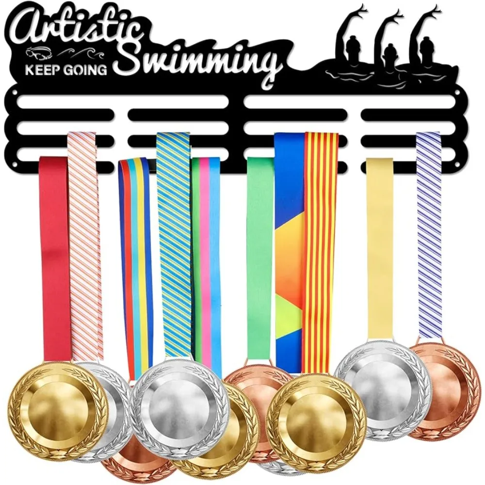 

Artistic Swimming Medal Hanger Display Woman Water Ballet Sports Medal Display Rack for 60+ Medals Trophy Holder Awards Ribbon