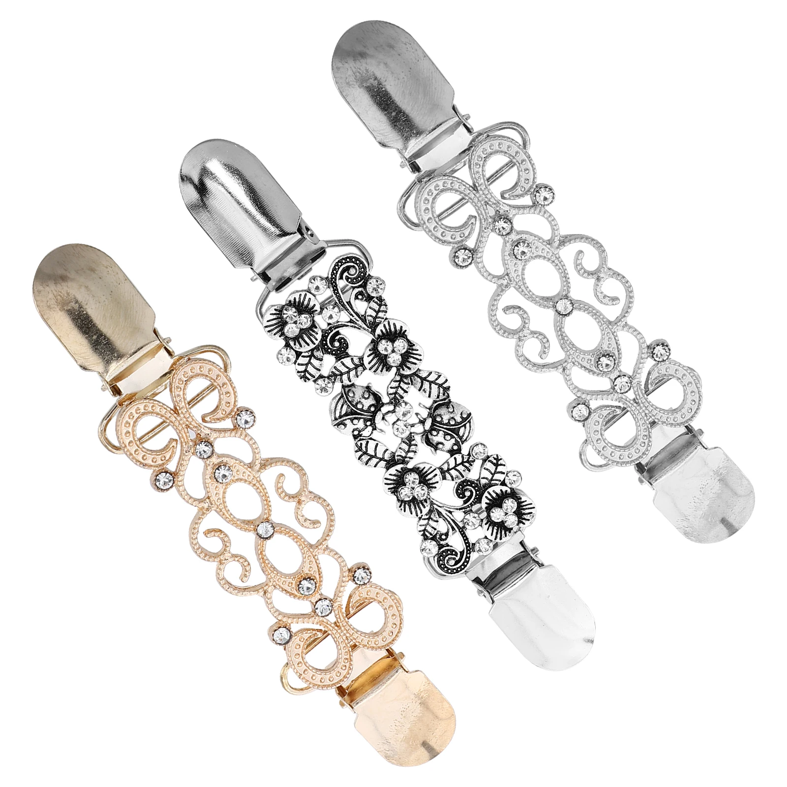 3 قطعة إكسسوارات اللباس حجر الراين سبيكة شال كليب للنساء غرامة براعة طويلة الأمد تألق الملابس الديكور كليب