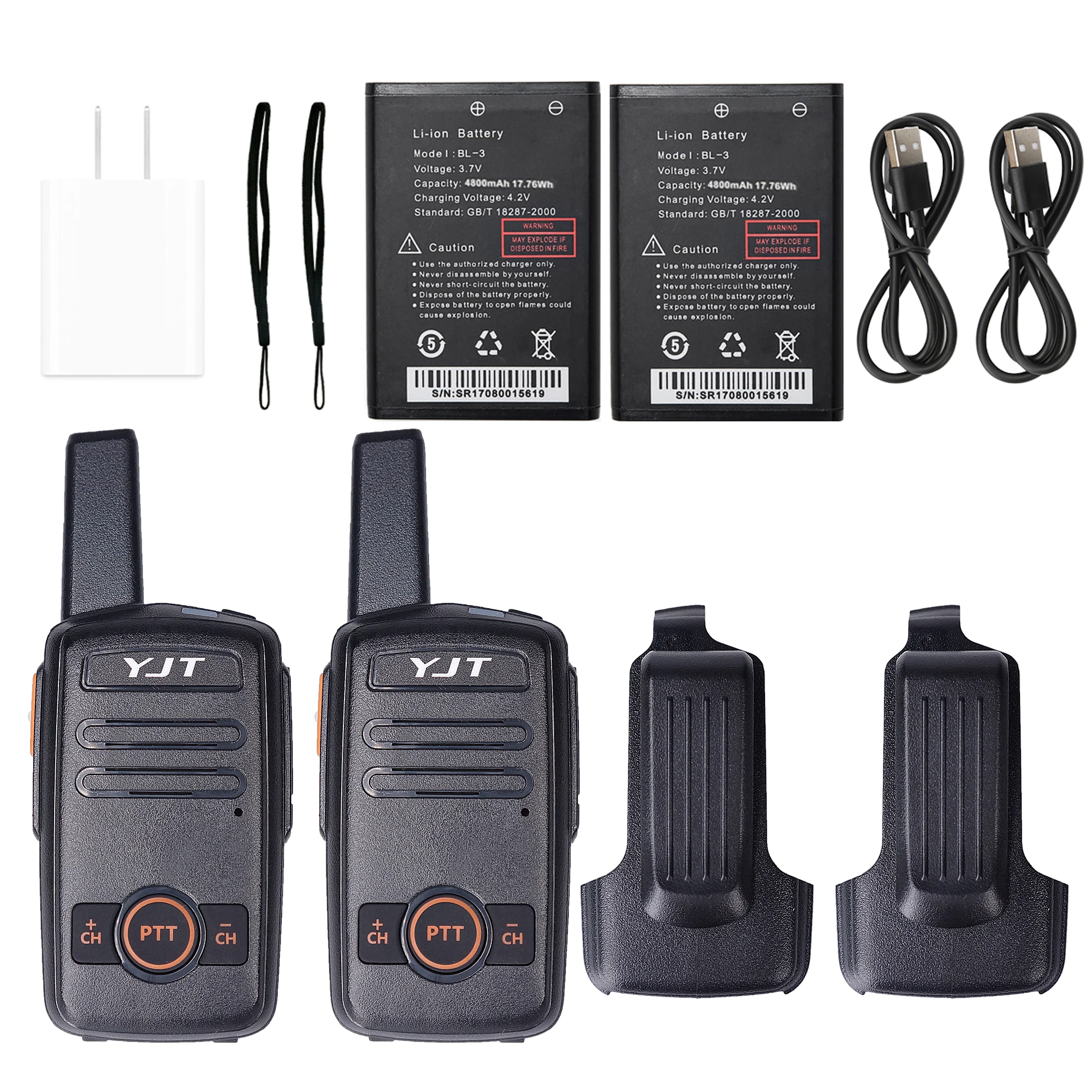 YJT K11 Dual Ptt Pmr 446 rádio em dois sentidos, Conjunto Walkie Talkie Pmr446, 2pcs com porta tipo C