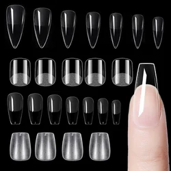 Short Almond Soft Gel Nail Tips, 120/150 PCS Pre-Buff Full Cover Shaped Nail Extension Tips Half Matte Gel X Nail Tips