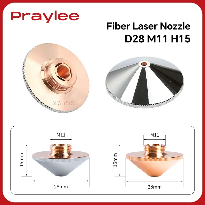 Fiber Laser Nozzle D28 M11 H15 Nozzles 1.2 1.5 2.0 2.5 3.0 Single Double Chrome Raytools Nozzle for Laser Cutting Machine