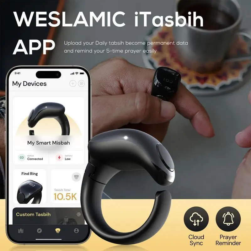 iTasbih Muslim Gift Smart Electronic Counter Digital Azan Alarm Clock Tasbeeh Tasbih Zikr Ring