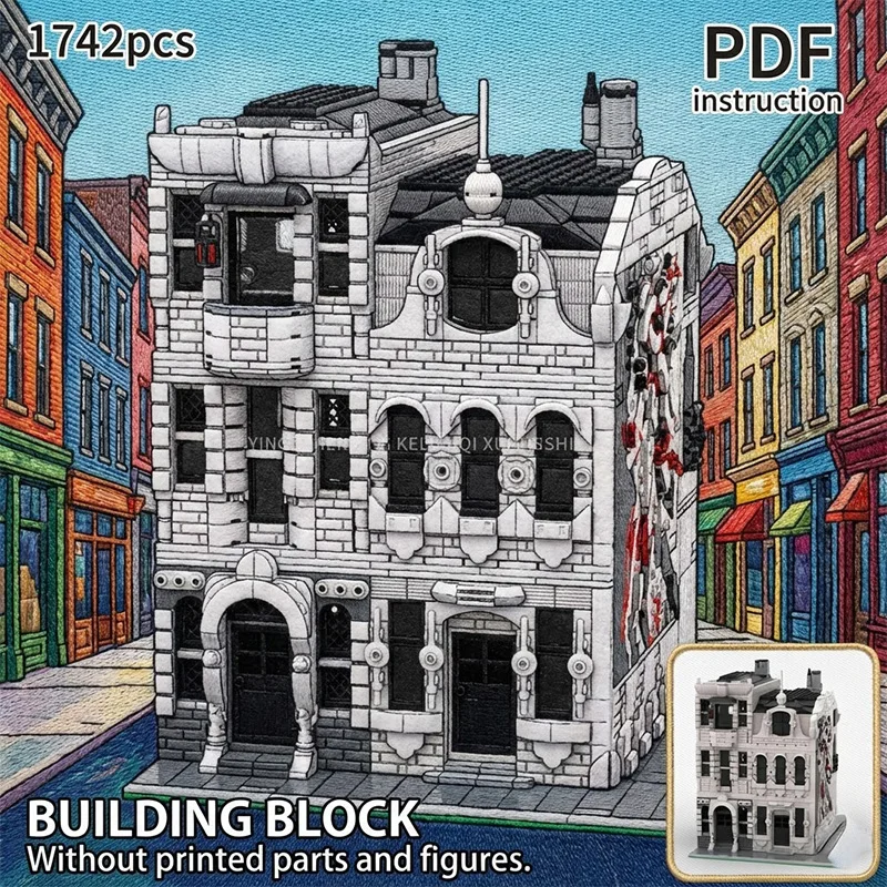 Zestaw do budowy miejskiego domu, zabawka z klocków DIY, prezent, model 247694 moc